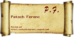 Patsch Ferenc névjegykártya